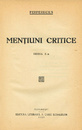 Mentiuni critice (tom I, editia princeps, 1928)
